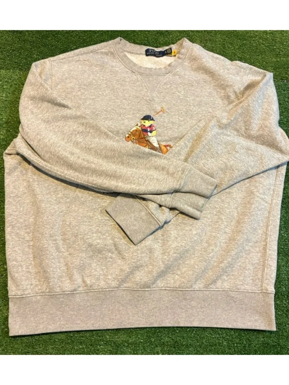 Ralph Lauren Polo sweatshirt mens XL gray bear big pony crewneck fleece casual
